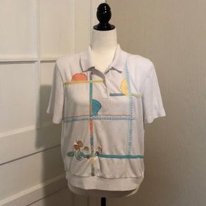 Vintage Beach/ Seashell Themed Polo Top
